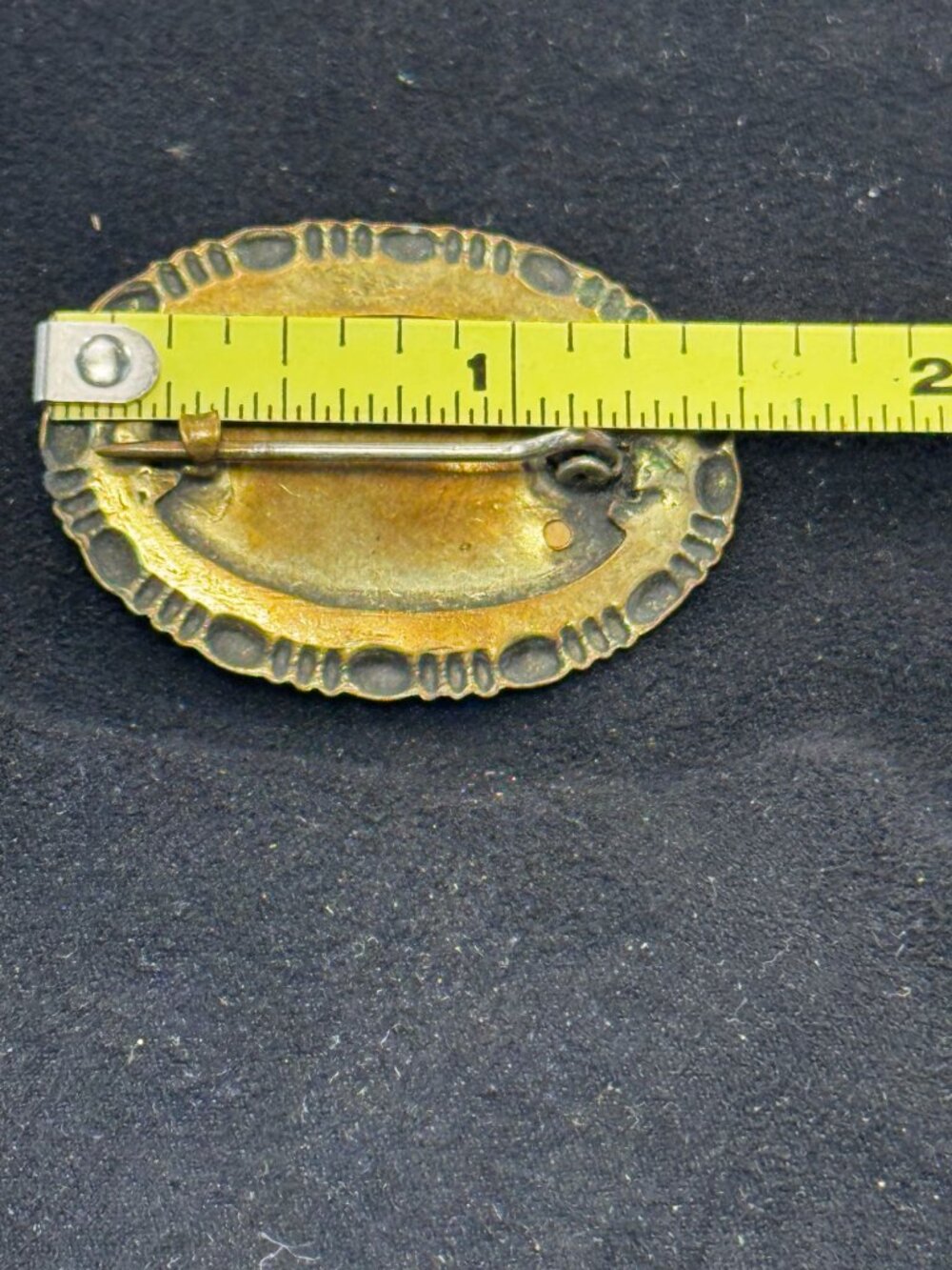 Antique Reverse Painted Pansy Glass Brooch Essex Crystal Style Floral Pin - Picture 4 of 5